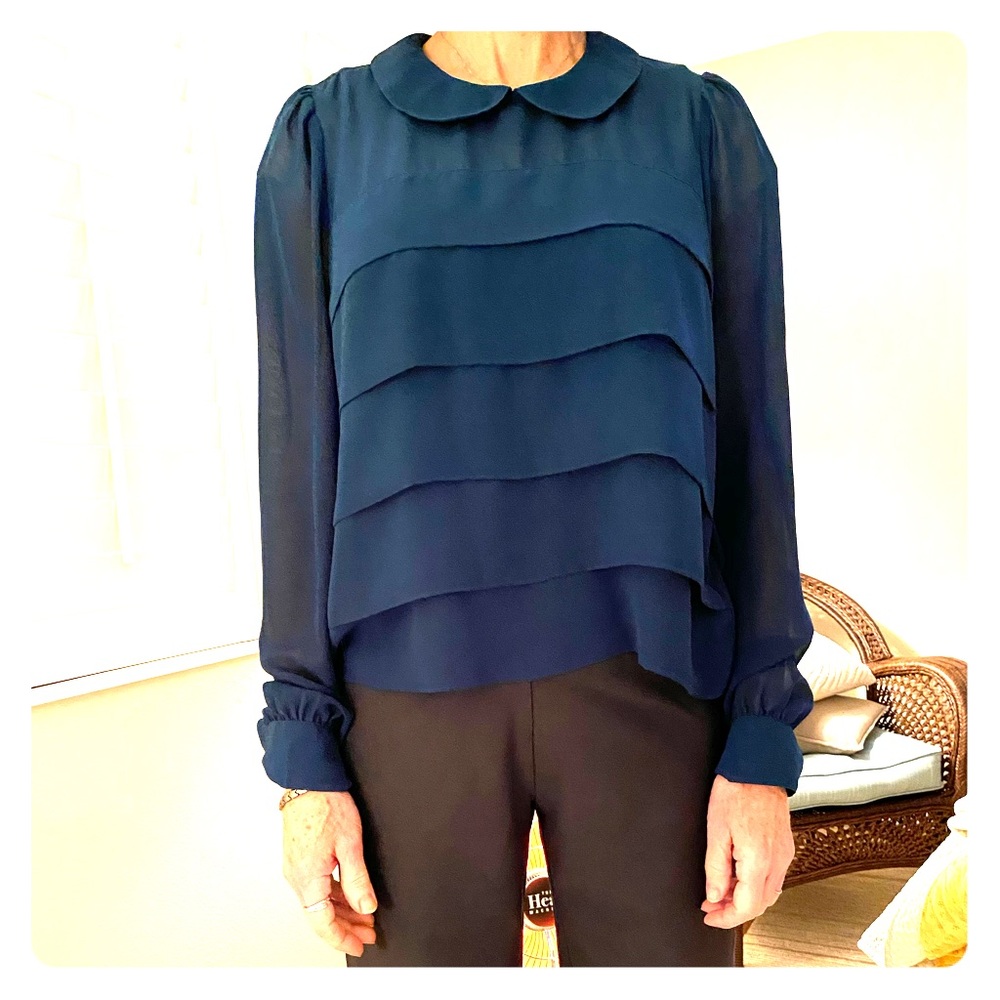 Teal layered blouse